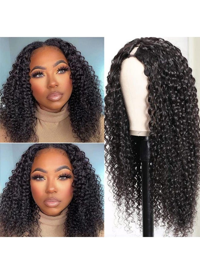 Ainmeys Inmeys 16 Inch Curly V Part Wigs Brazilian Kinky Curly Human Hair Wigs For Black Women V Shape Wigs No Leave Out Lace Front Wigs Upgrade U Part Wigs Glueless Full Head Clip In Half Wigs(16In)  - Image 2