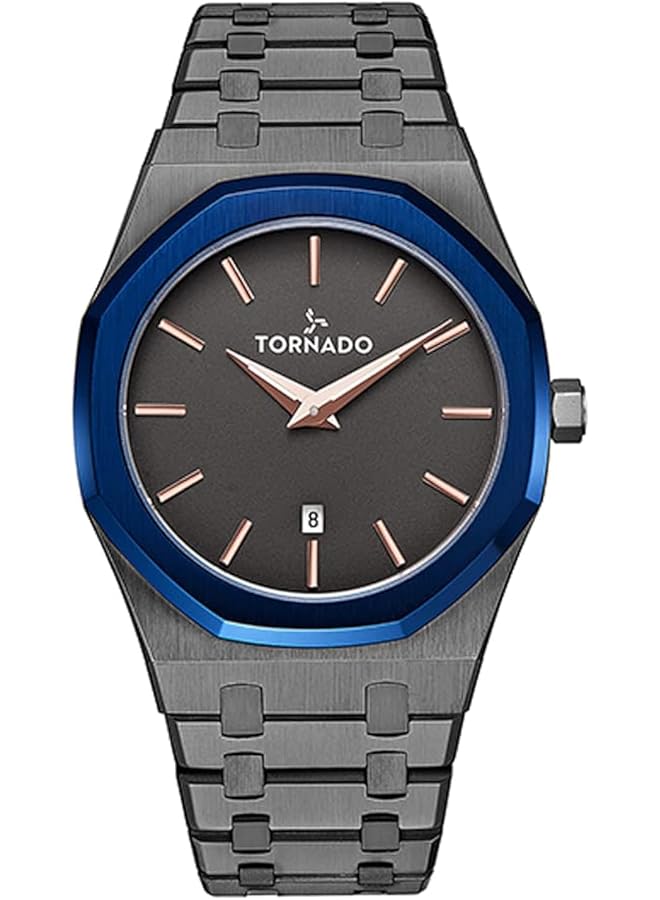 TORNADO Men Japan Quartz Movement Watch Analog Display And Stainless Steel Strap T9009 Xbxxl Gray