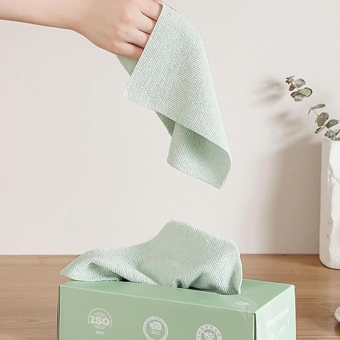 Prostuff.In® 20PCS Disposable Microfiber Cleaning Cloths Soft Reusable Kitchen Towels in Tissue Box Dispenser, Multi-Purpose Absorbent Rags for Household, Dish, Hand & Surface (Multicolours) 1 Box - Image 4
