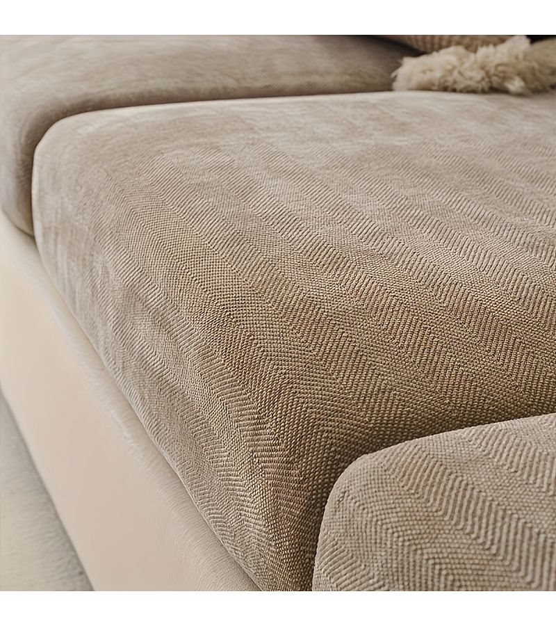Brown 3 Seater L Solid Color Sofa Cover High Density Chenille Fabric Full Elastic Non Slip Fit Recliner Sofa Home Decor Suitable for Single Double Three Person Four Person And Combination Sofas - Image 5