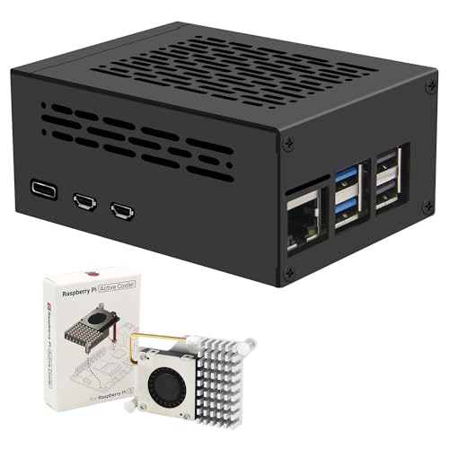 Geekworm PCIe Metal Case P579 with Official Pi 5 Active Cooler for Raspberry Pi 5 Support Top M.2 NVMe HAT X1001/X1004/X1003/X1015/X1000 - Image 1