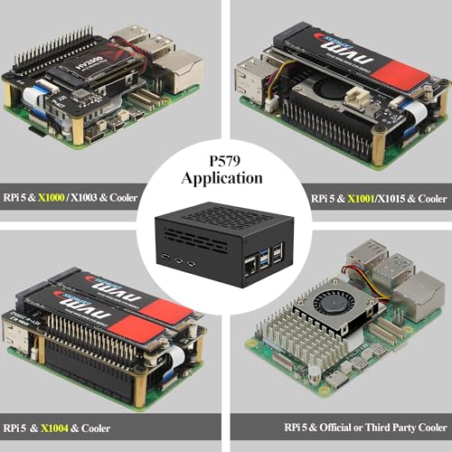 Geekworm PCIe Metal Case P579 with Official Pi 5 Active Cooler for Raspberry Pi 5 Support Top M.2 NVMe HAT X1001/X1004/X1003/X1015/X1000 - Image 3