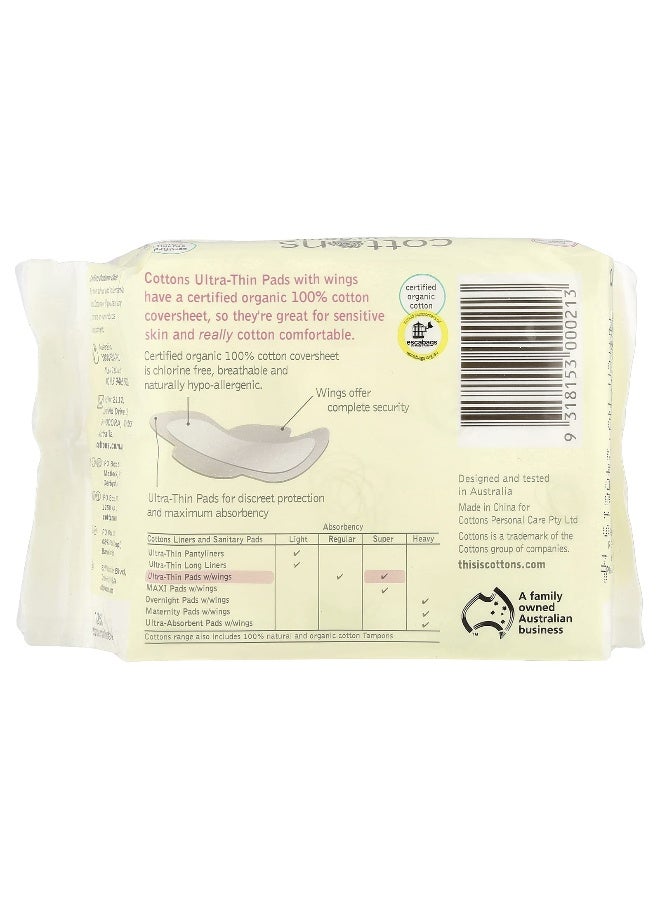 Cottons, Ultra-Thin Pads with Wings, Super, 12 Pads - Image 2