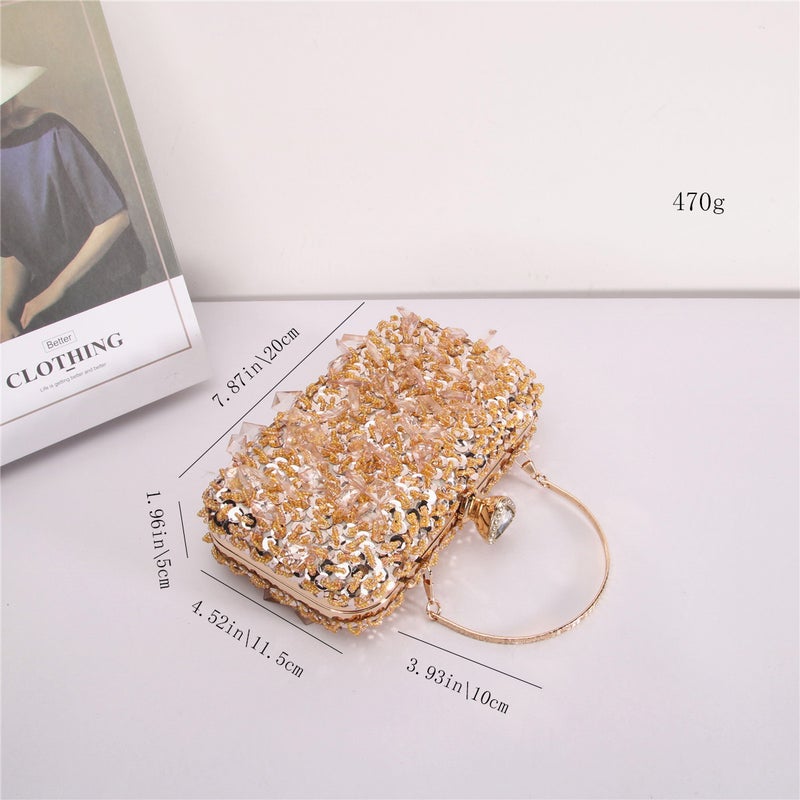 Manufacturer Fashion Women'S Dinner Handbags With Sequins And Diamond Chain Crossbody Bags, Light Luxury Small Square Diamond-Encrusted Bags - Image 3