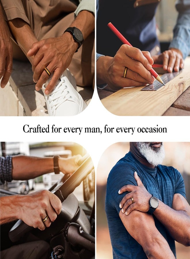 King Will Tungsten Carbide Rings For Men 8mm Black Rings Inlay Gold Sand Mens Engagement Rings Edge Polished Daily Wear Comfort Fit Size 11.5 - Image 5