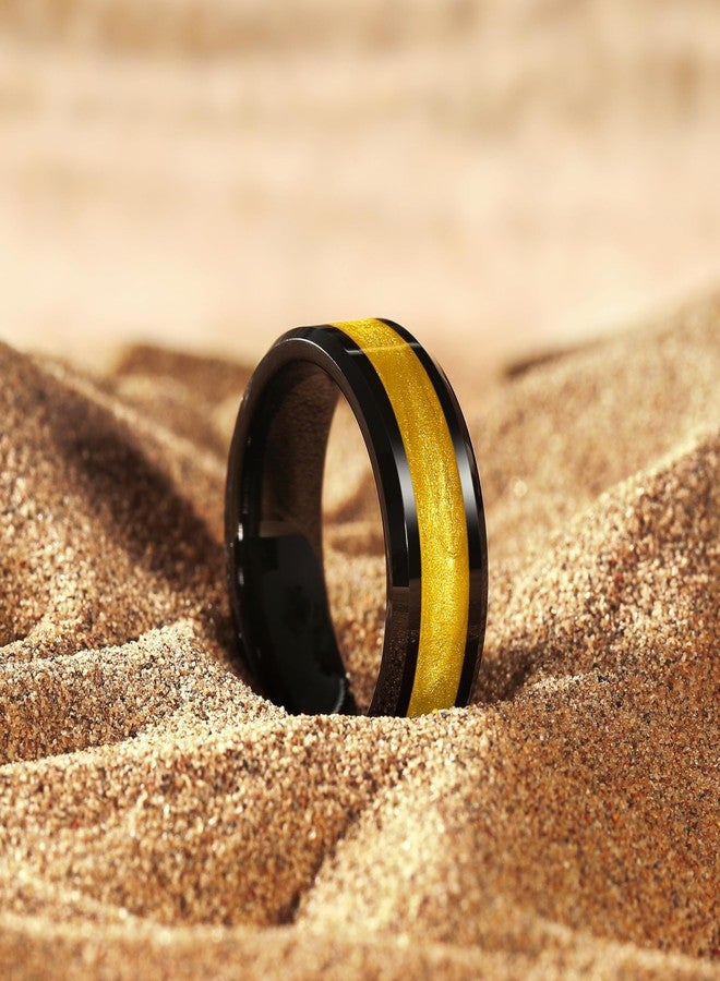 King Will Tungsten Carbide Rings For Men 8mm Black Rings Inlay Gold Sand Mens Engagement Rings Edge Polished Daily Wear Comfort Fit Size 11.5 - Image 2