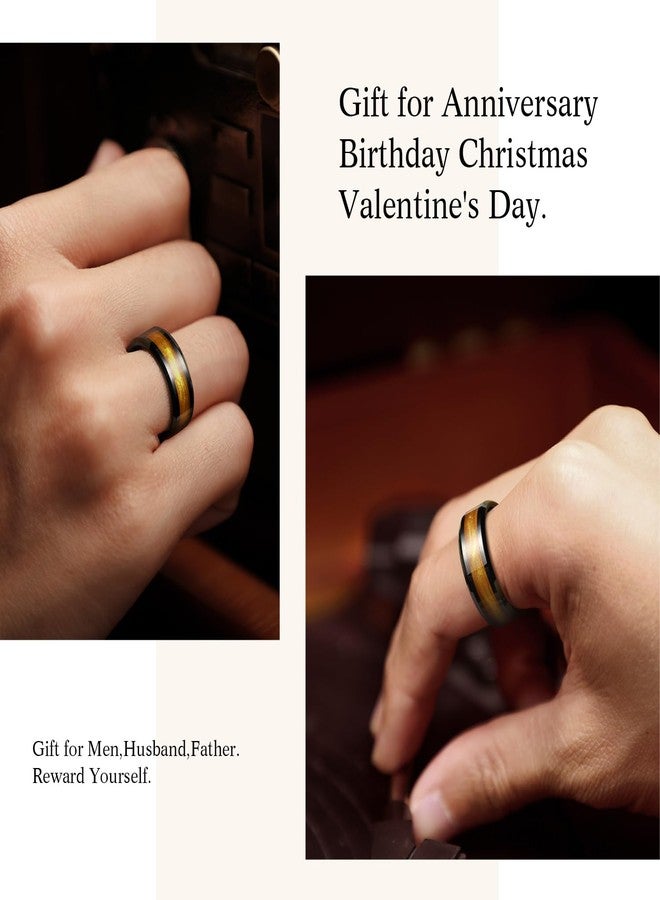 King Will Tungsten Carbide Rings For Men 8mm Black Rings Inlay Gold Sand Mens Engagement Rings Edge Polished Daily Wear Comfort Fit Size 11.5 - Image 4