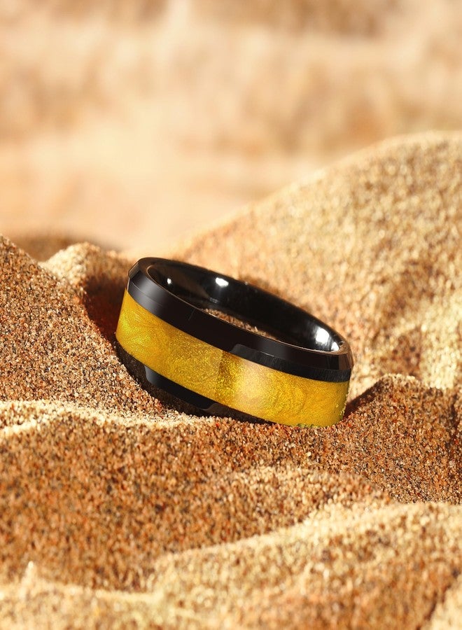 King Will Tungsten Carbide Rings For Men 8mm Black Rings Inlay Gold Sand Mens Engagement Rings Edge Polished Daily Wear Comfort Fit Size 11.5 - Image 3