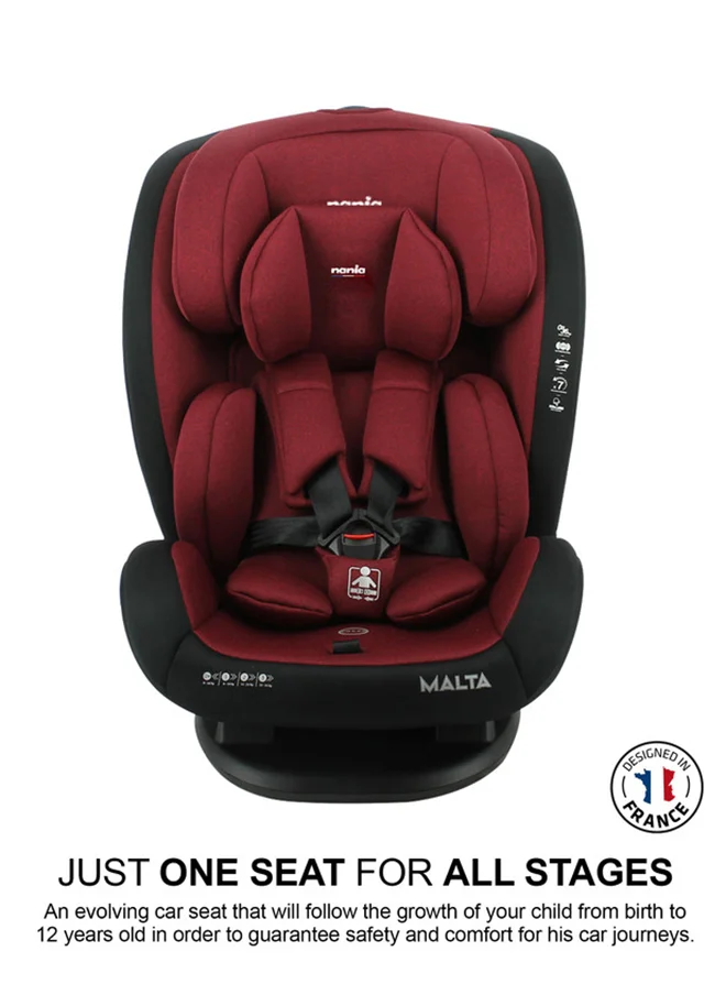 نانيا Malta Red Black Baby Car Seat, Group 0+,1,2,3 (0-36Kg), Suitable From Birth
