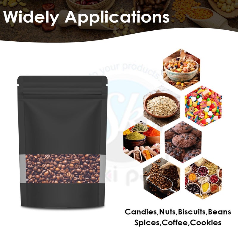 SKY FLEXI PACK Ziplock Matte Finish Polyester Pouch 20 x 305cm Black Pack of 25 Airtight Reusable Waterproof Stand Up MultiPurpose Storage Bags with Transparent Window Capacity 15Kg - Image 4