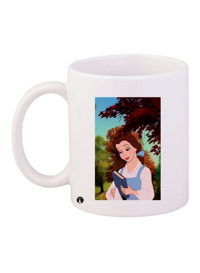 RYN Cartoon Printed Coffee Mug White/Brown/Blue 11ounce