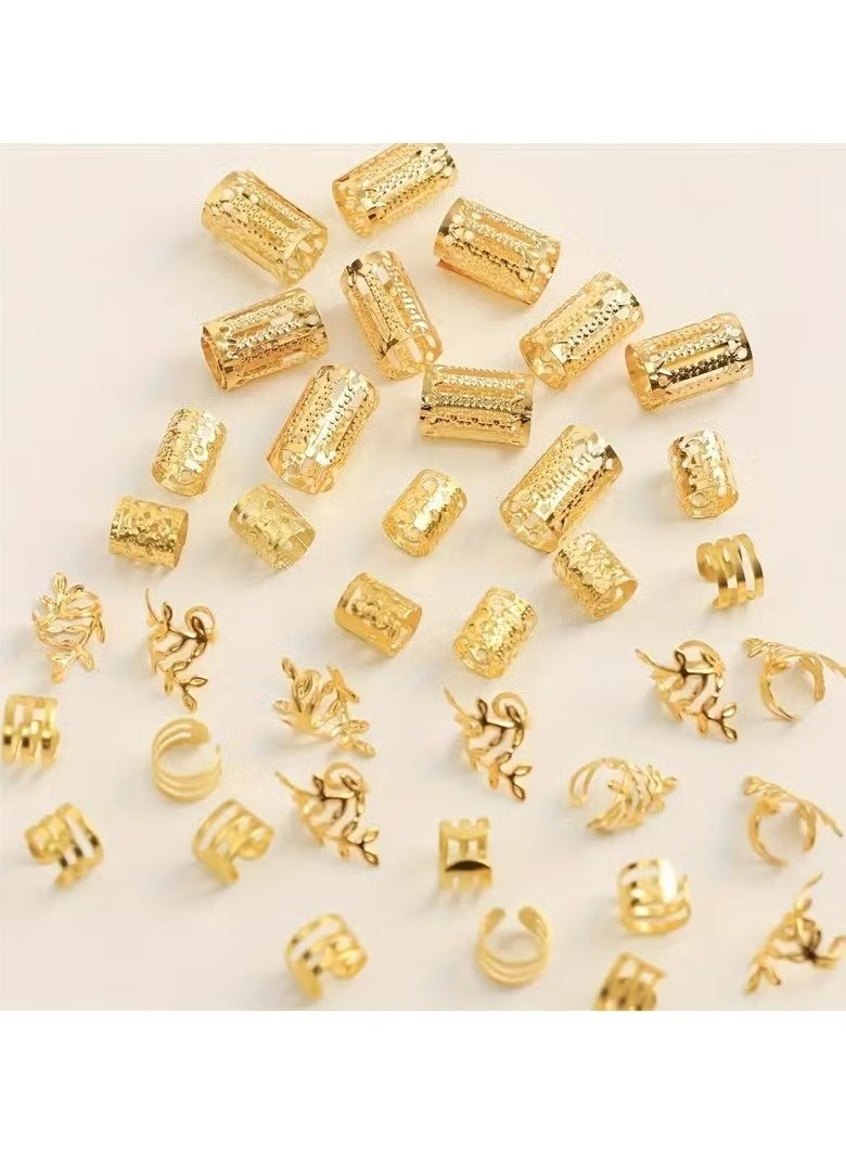 40pcs Solid Color Hollow Out Braid Rings Vintage Hair Rings Hair Buckles Stylish Hair Accessories For Women And Daily Use Wear - Image 2
