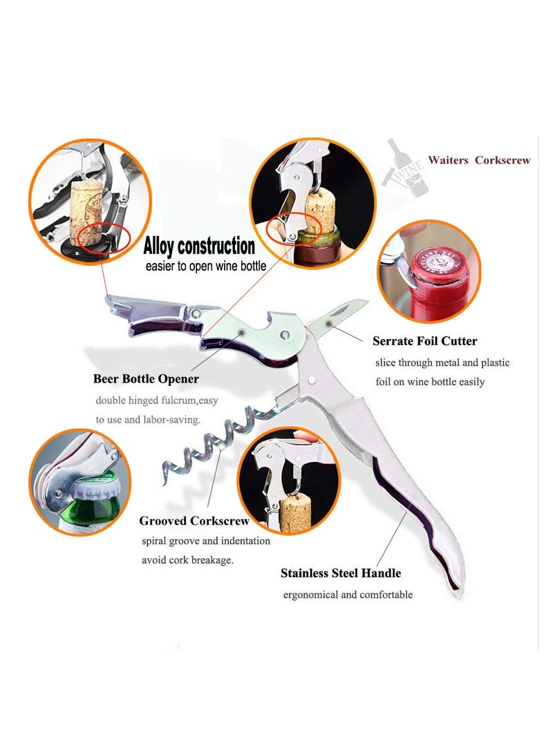 SYOSI 4 Packs Professional Waiter Corkscrew Wine Openers Set Upgraded With Heavy Duty Stainless Steel Hinges Key for Restaurant Waiters Sommelier Bartenders - Image 2