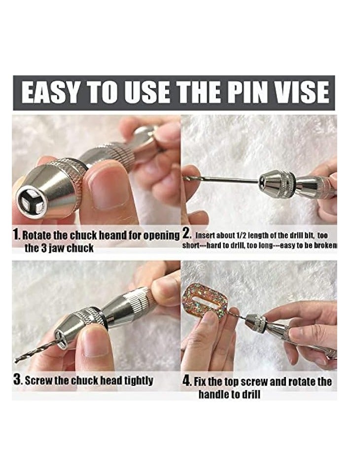 بروماس مثقاب يدوي بدبابيس لقوالب صب الراتنج، مثقاب يدوي فولاذي مع 10 قطع لقم مثقاب (0.8-3 مم)، للخشب، العمل اليدوي DIY، المجوهرات، التجميع، صناعة النماذج - Image 4