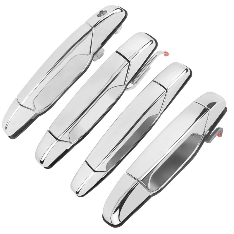 Exterior Door Handle Chrome fit for 2007 2008 2009 2010 2011 2012 2013 Chevy Silverado 1500 2500 Tahoe Suburban Avalanche GMC Sierra Yukon Cadillac Escalade Set of 4 Front Rear Left Right Outside