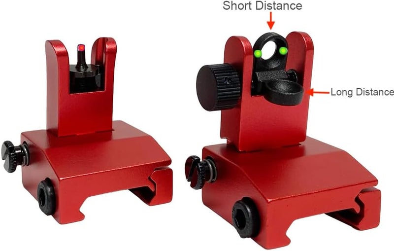 TPO Fiber Optic Flip Up Iron Sights Picatinny Rail Mounted Front and Rear Backup Iron Sights - Image 3