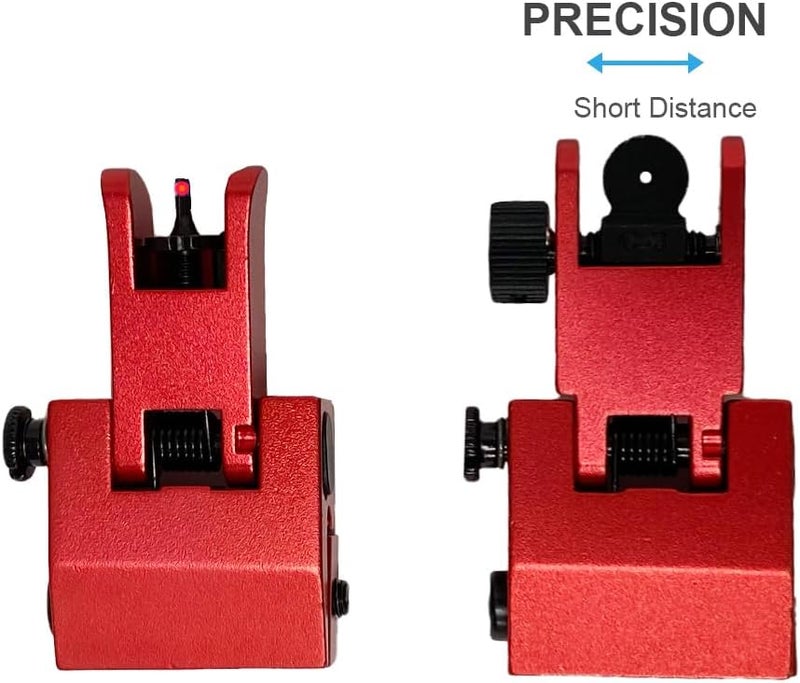 TPO Fiber Optic Flip Up Iron Sights Picatinny Rail Mounted Front and Rear Backup Iron Sights - Image 2