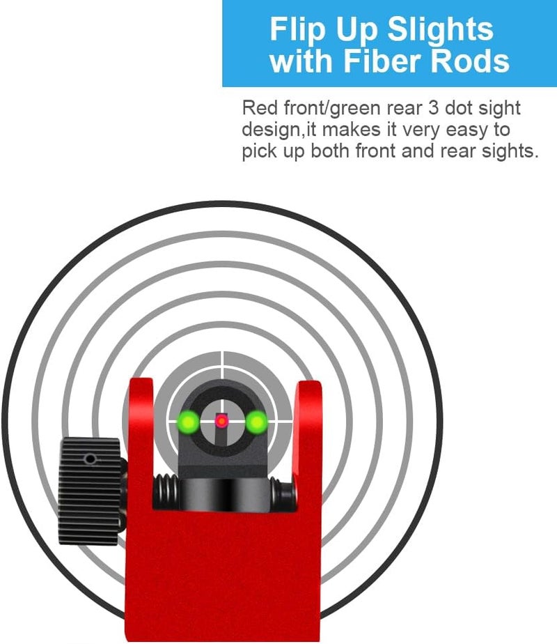 TPO Fiber Optic Flip Up Iron Sights Picatinny Rail Mounted Front and Rear Backup Iron Sights - Image 4