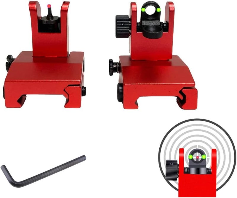 TPO Fiber Optic Flip Up Iron Sights Picatinny Rail Mounted Front and Rear Backup Iron Sights - Image 1