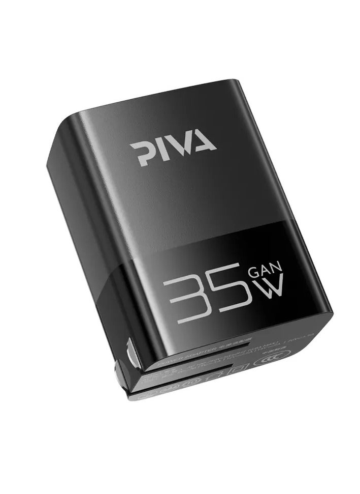 piva - PIVA 35W PD Fast Charger with GAN Dual Super Fast Charger Black - Image 1