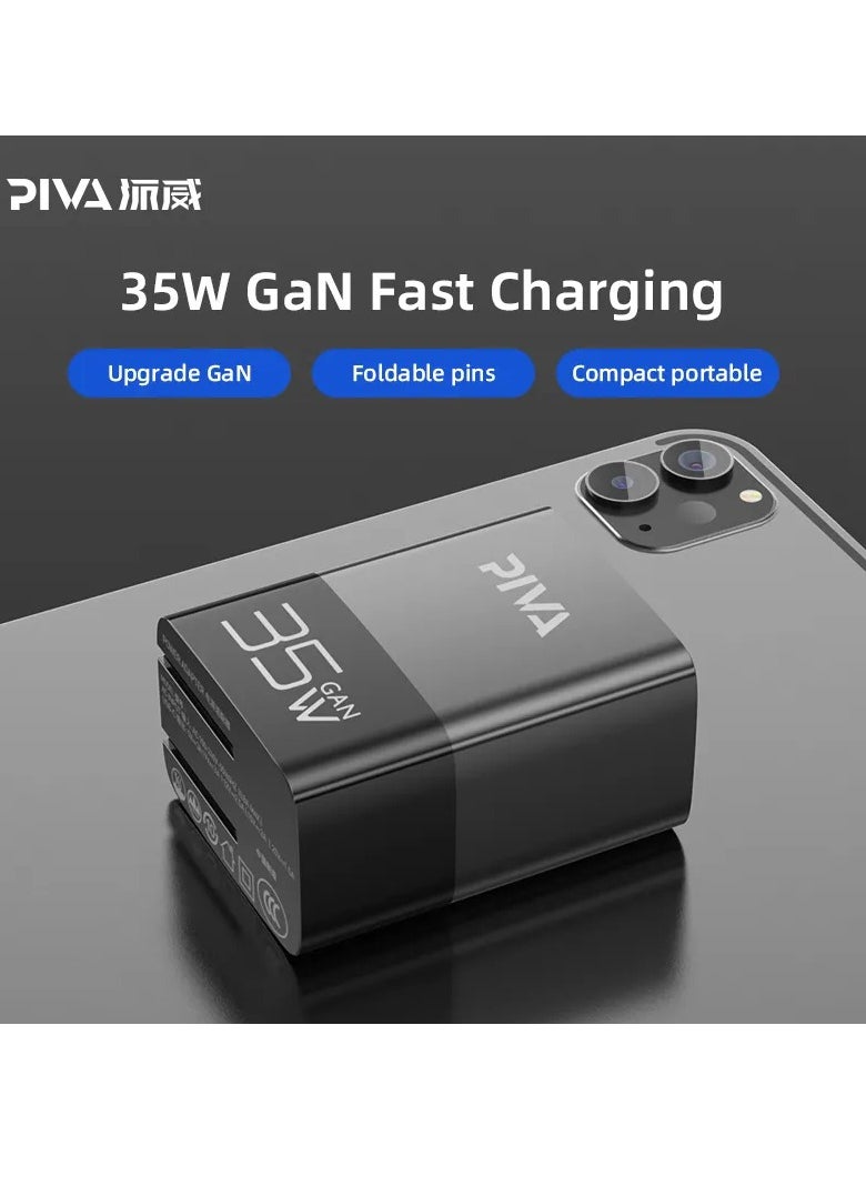 piva - PIVA 35W PD Fast Charger with GAN Dual Super Fast Charger Black - Image 1