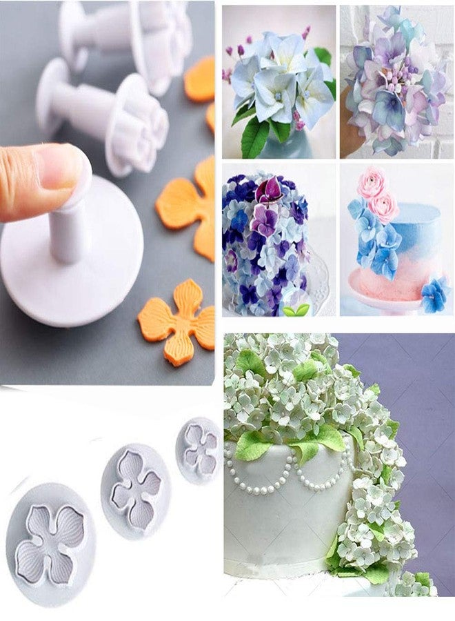 SK KALAIEN 3pcs Hydrangea Flower Fondant Cake Decorating Sugarcraft Cake Plunger Cutters Mould - Image 4
