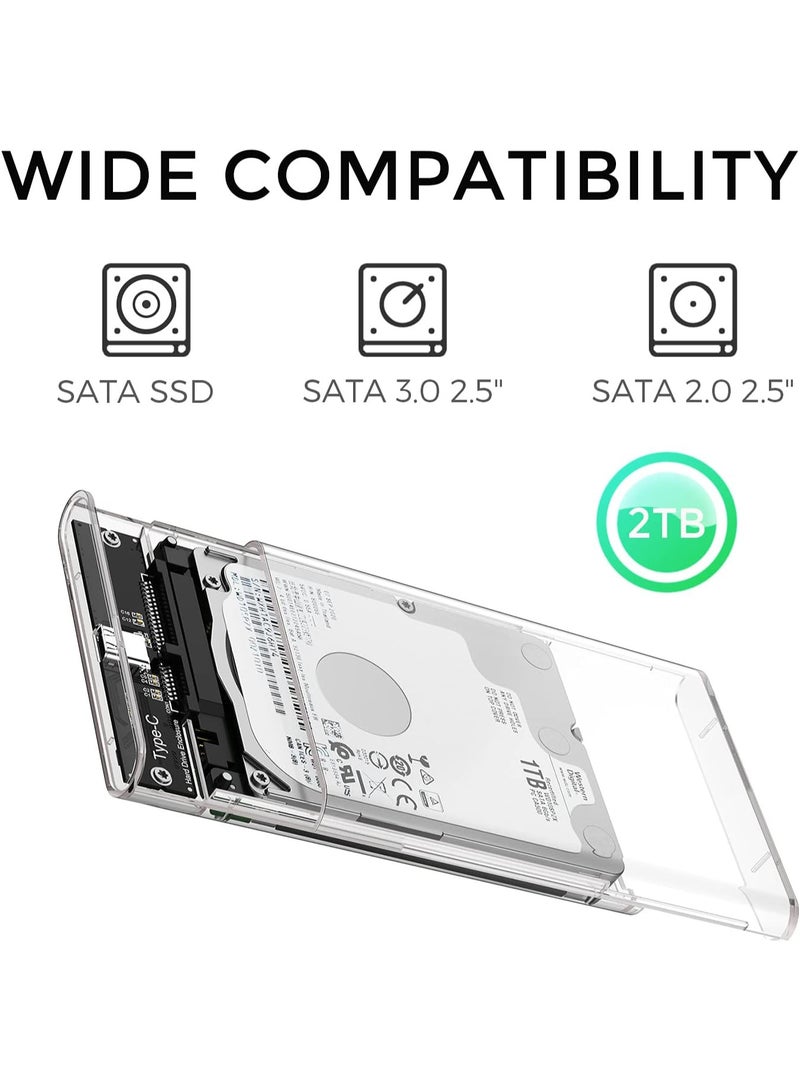 2.5 Inch External Hard Drive Enclosure USB C 3.1 to SATA III 6Gbps UASP Transparent Hard Disk Case 7/9.5mm HDD SSD Tool Free Compatible with PC TV PS4 Xbox  - Image 4