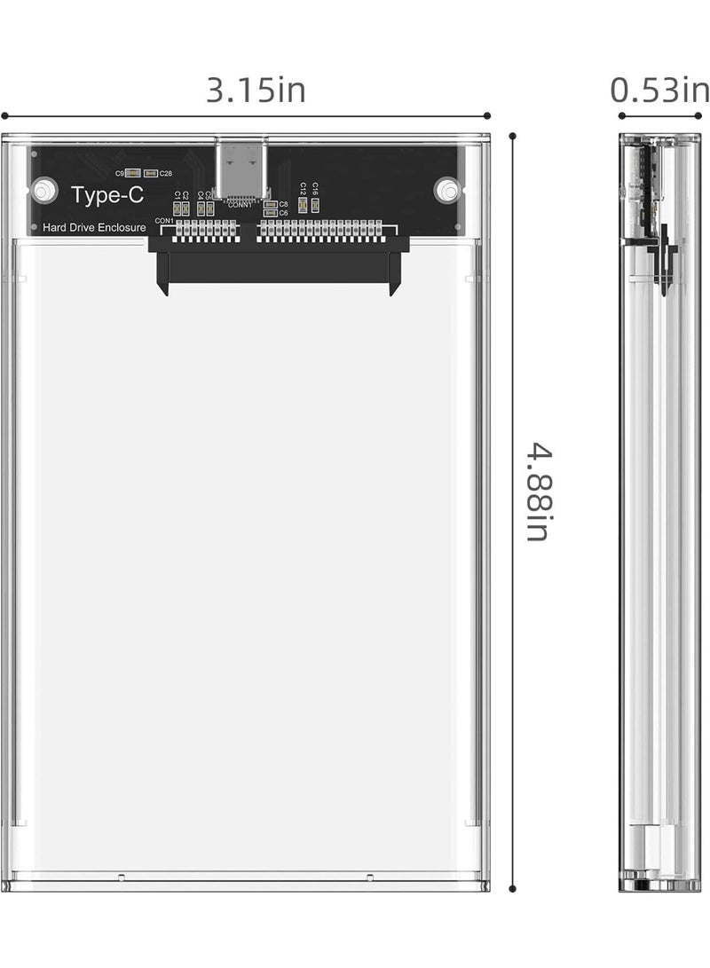 2.5 Inch External Hard Drive Enclosure USB C 3.1 to SATA III 6Gbps UASP Transparent Hard Disk Case 7/9.5mm HDD SSD Tool Free Compatible with PC TV PS4 Xbox  - Image 2