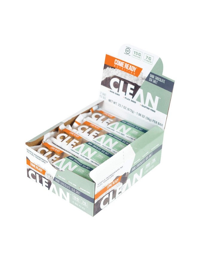 Ready Clean Bar 15G Of Protein 7G Fiber 6.5G Of Whole Grains Nongmo Dark Chocolate Sea Salt 1.98 Ounces 12Pack - Image 1