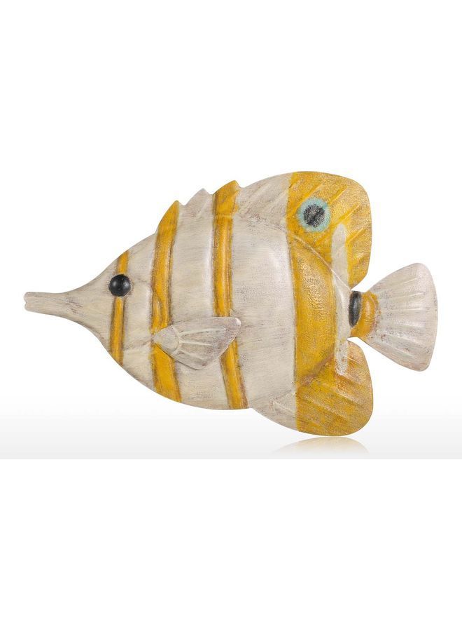 NIBEMINENT Fish Wall Hanging Ornament Brown/White