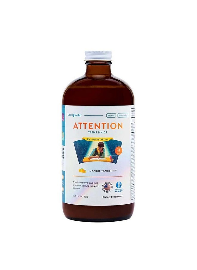 ليكويد هيلث LIQUIDHEALTH Attention Liquid Multivitamins for Kids & Teens - يحسن من احتفاظ الذاكرة والتركيز والانتباه والمزاج والاسترخاء والتهدئة - طعم رائع، نباتي، خالٍ من السكر (16 أونصة)  - Image 1
