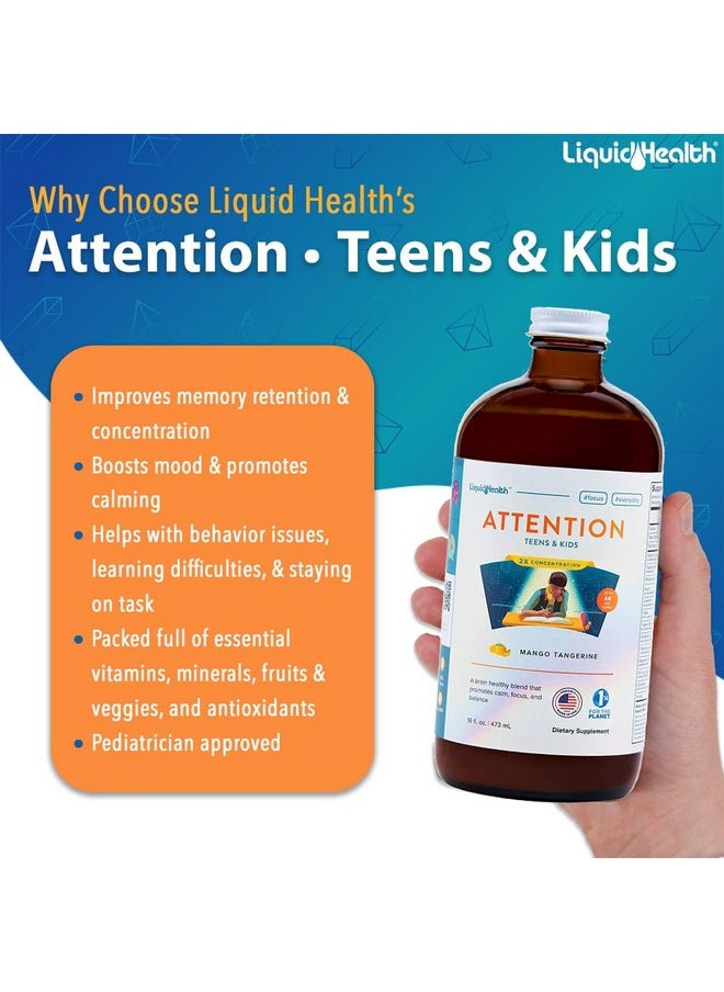 ليكويد هيلث LIQUIDHEALTH Attention Liquid Multivitamins for Kids & Teens - يحسن من احتفاظ الذاكرة والتركيز والانتباه والمزاج والاسترخاء والتهدئة - طعم رائع، نباتي، خالٍ من السكر (16 أونصة)  - Image 2