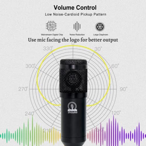 ZHIZUKA Condenser USB Microphone Set V8 Sound Card Mixer Amplifier Voice Changer Audio Interface | Singing Smule Live Streaming Podcast Broadcasting (3.5 Mm Mic + Sound Card, Black) - Image 2