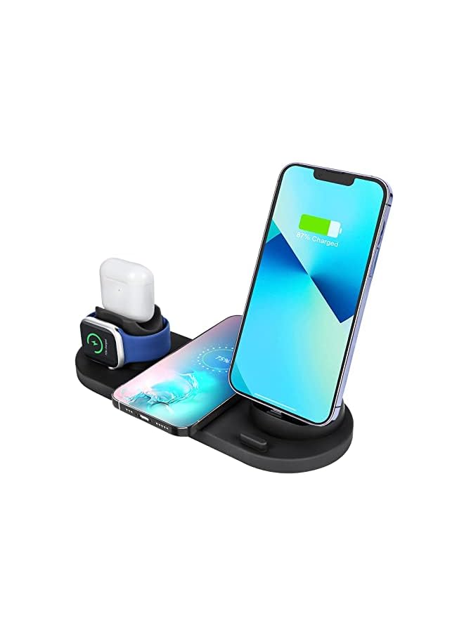 SKY-TOUCH Wireless Charger Stand,6 in1 Multi-Function Wireless Chargering Station Dock for Apple Watch, AirPods, iPhone Series,Samsung Phone(iWatch Charger Required), USB - Image 2