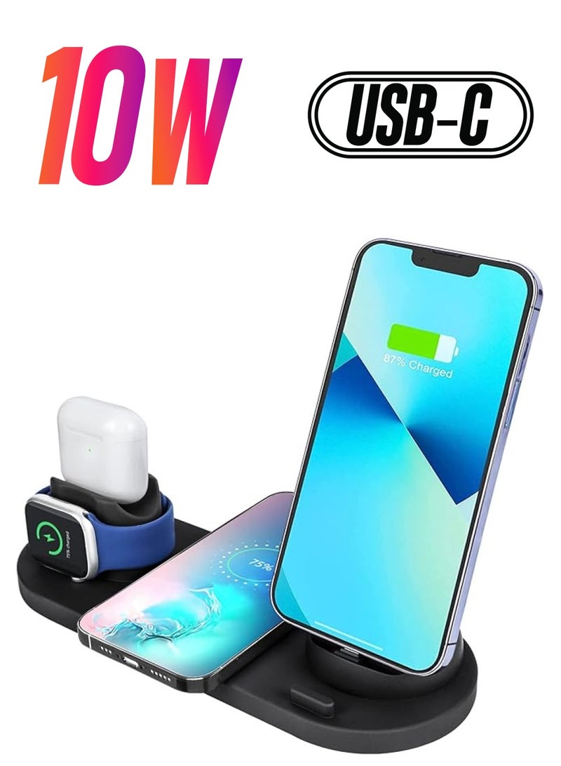 SKY-TOUCH Wireless Charger Stand,6 in1 Multi-Function Wireless Chargering Station Dock for Apple Watch, AirPods, iPhone Series,Samsung Phone(iWatch Charger Required), USB - Image 1