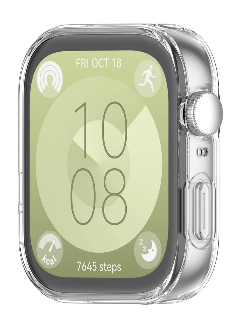 لغة حافظة واقية ناعمة ضد الصدمات من TPU لساعات HUAWEI Watch Fit 3، شفافة بإطار بلاستيكي صلب  - Image 2