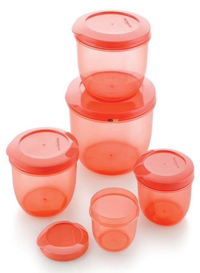 MOXWARE Plastic Airtight Fridge Storage Round Containers Set Combo for Food, Rice, Pasta, Pulses Dabba Set, for Kitchen, (Pink , 290 ml, 580 ml, 1000 ml, 1700 ml, 2700 ml) - Image 3