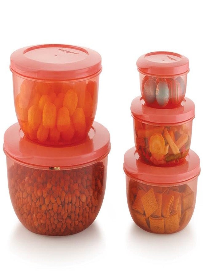 MOXWARE Plastic Airtight Fridge Storage Round Containers Set Combo for Food, Rice, Pasta, Pulses Dabba Set, for Kitchen, (Pink , 290 ml, 580 ml, 1000 ml, 1700 ml, 2700 ml) - Image 5