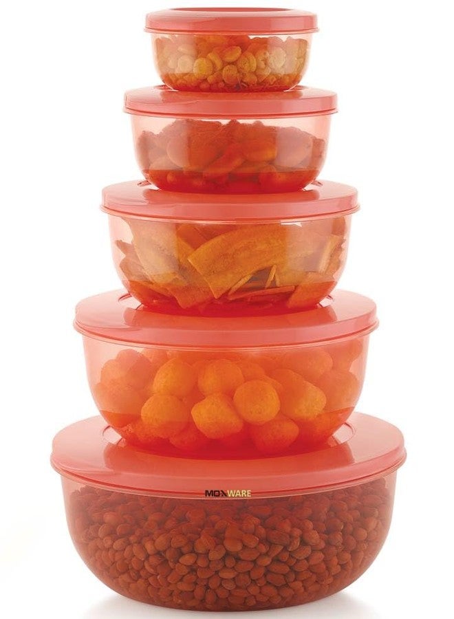 MOXWARE Plastic Airtight Fridge Storage Round Containers Set Combo for Food, Rice, Pasta, Pulses Dabba Set, for Kitchen, (Pink , 290 ml, 580 ml, 1000 ml, 1700 ml, 2700 ml) - Image 2