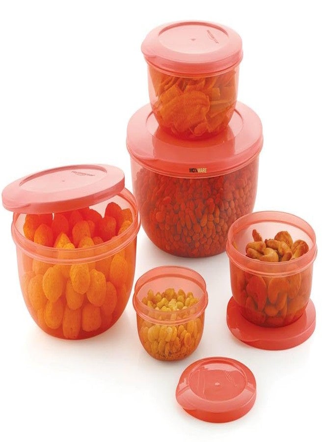 MOXWARE Plastic Airtight Fridge Storage Round Containers Set Combo for Food, Rice, Pasta, Pulses Dabba Set, for Kitchen, (Pink , 290 ml, 580 ml, 1000 ml, 1700 ml, 2700 ml) - Image 4