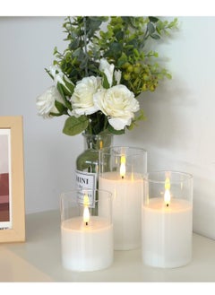 ELTRAZONE Set of 3 Glass Flameless Candles with Timer & Remote Control | Flickering LED Pillar Candles | Battery-Powered for Home, Restaurant, and Holiday Decor | Safe, Elegant Lighting with Realistic Flame Effect  - Image 4