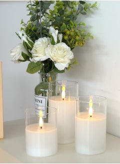 ELTRAZONE Set of 3 Glass Flameless Candles with Timer & Remote Control | Flickering LED Pillar Candles | Battery-Powered for Home, Restaurant, and Holiday Decor | Safe, Elegant Lighting with Realistic Flame Effect  - Image 5