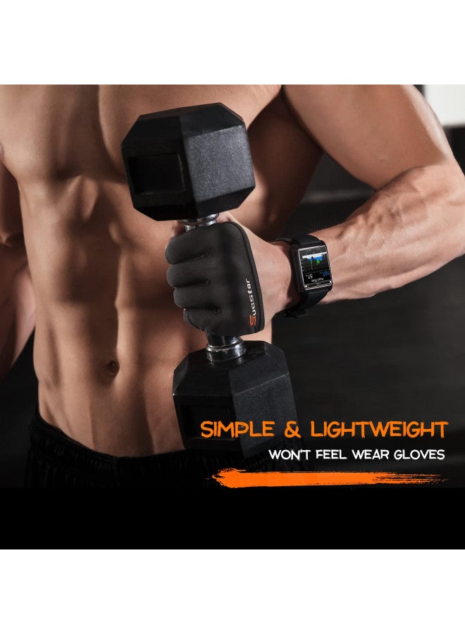 SueStar Partial Weight Lifting Gloves, 3/4 Finger Workout Gloves for Men Women, Full Palm Protection & Silicone Grip Gym Gloves for Weightlifting Exercise Fitness Smartwatch Friendly (Black, Large) - Image 1