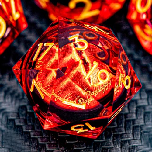 ARUOHHA DND Resin Dice Gazes Eye Dice Liquid Core Flaming RPG Sharp Edged Dice Set with Gift Box Polyhedral D and D Dice Set Compatible with Dungeons Dragons Role Playing Game D20 D12 D10 D8 D6 - Image 1