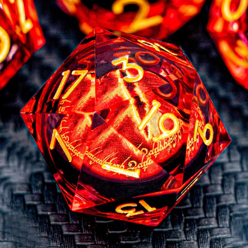 ARUOHHA DND Resin Dice Gazes Eye Dice Liquid Core Flaming RPG Sharp Edged Dice Set with Gift Box Polyhedral D and D Dice Set Compatible with Dungeons Dragons Role Playing Game D20 D12 D10 D8 D6 - Image 3