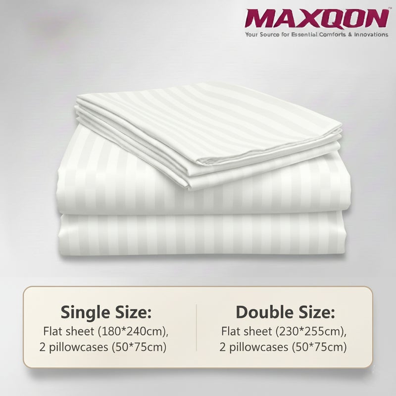 ماكسكون طقم ملاية سرير مايكروفايبر فاخر مكوّن من 3 قطع – ملاية مسطحة مقاس (230×255 سم) مع 2 كيس وسادة (50×75 سم) – ناعم جداً، قابل للتنفس، ومقاوم للتجاعيد – مناسب لأسرة الكوين والكينج – مثالي للاستخدام المنزلي والفندقي - Image 3