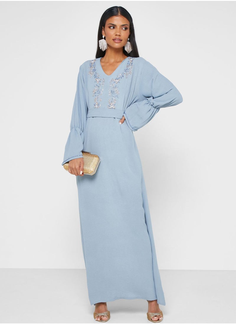 hayas closet - Embellished Belted Jalabiya - Image 1