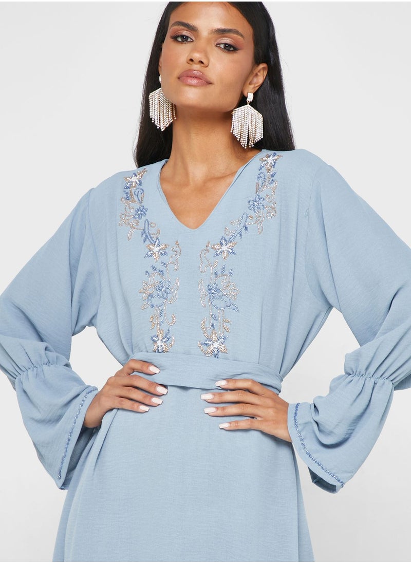 hayas closet - Embellished Belted Jalabiya - Image 1