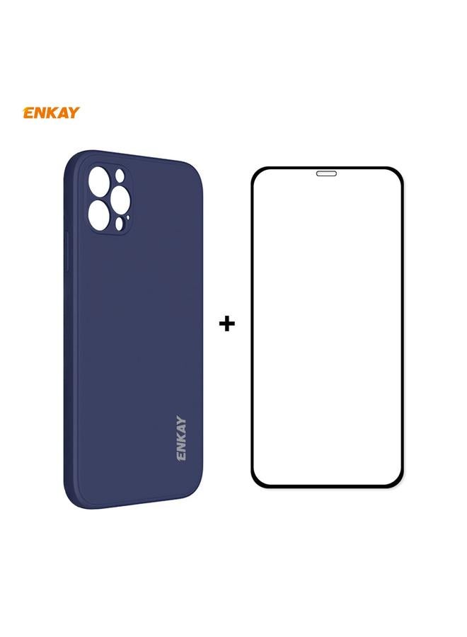 ENKAY Case For iPhone 12 Pro Max Hat-Prince ENK-PC0702 Liquid Silicone Straight Edge Shockproof Case + 0.26mm 9H 2.5D Full Glue Tempered Glass Film - Image 1