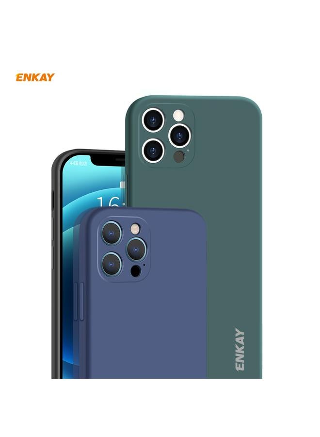 ENKAY Case For iPhone 12 Pro Max Hat-Prince ENK-PC0702 Liquid Silicone Straight Edge Shockproof Case + 0.26mm 9H 2.5D Full Glue Tempered Glass Film - Image 2